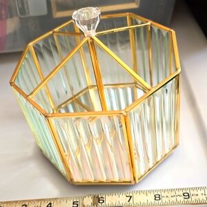 GOLD Glass  Mirror Spinning Make Up Brush Pen holder Organizer Crystal Knob NEW